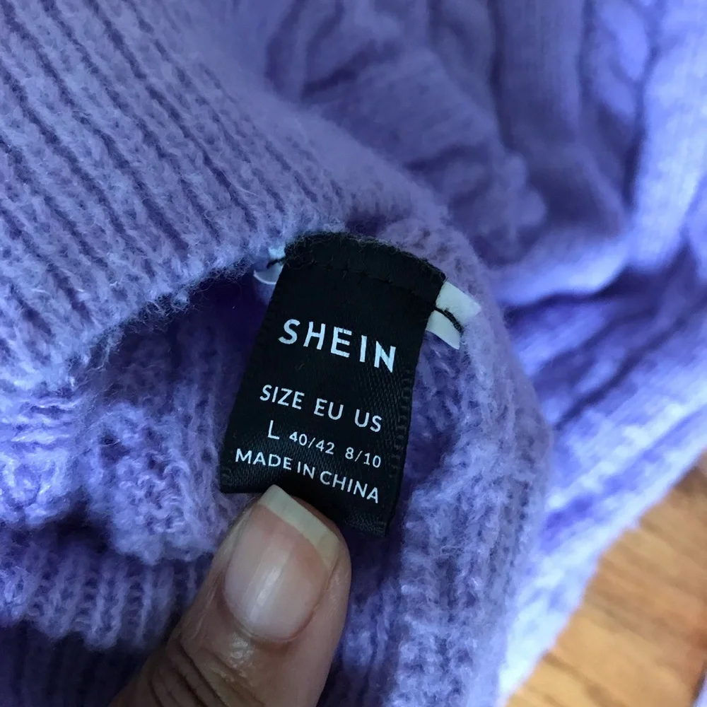 One-Shoulder Cable Knit Sweater - Purple - Picture 3 of 3